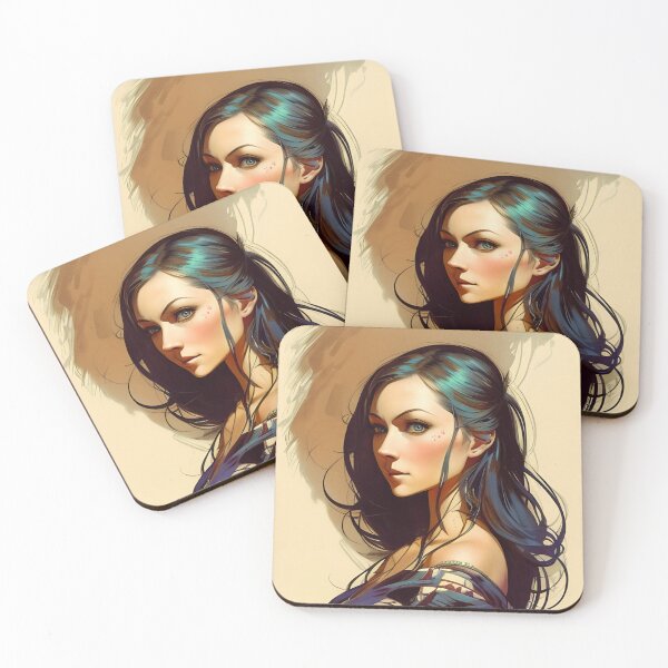 Item preview, Woman with Blue Hair Fantasy Character Art designed and sold by Ellen Davis.