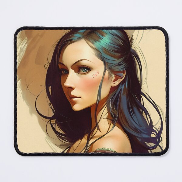 Item preview, Woman with Blue Hair Fantasy Character Art designed and sold by Ellen Davis.