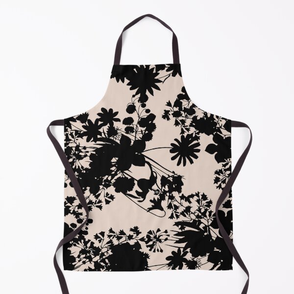 Item preview, Beige and black minimal floral pattern designed and sold by ReneMagritteArt.