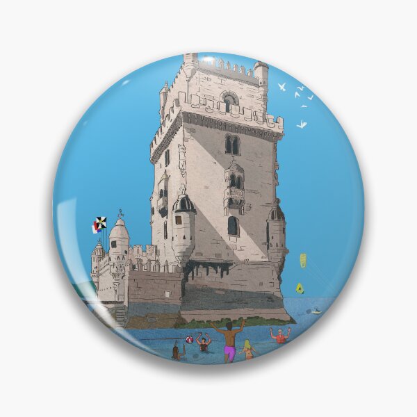 Item preview, Belém Tower, Tower of Saint Vincent Lisbon Whimsical Illustration  designed and sold by Wall-Art-Sketch.