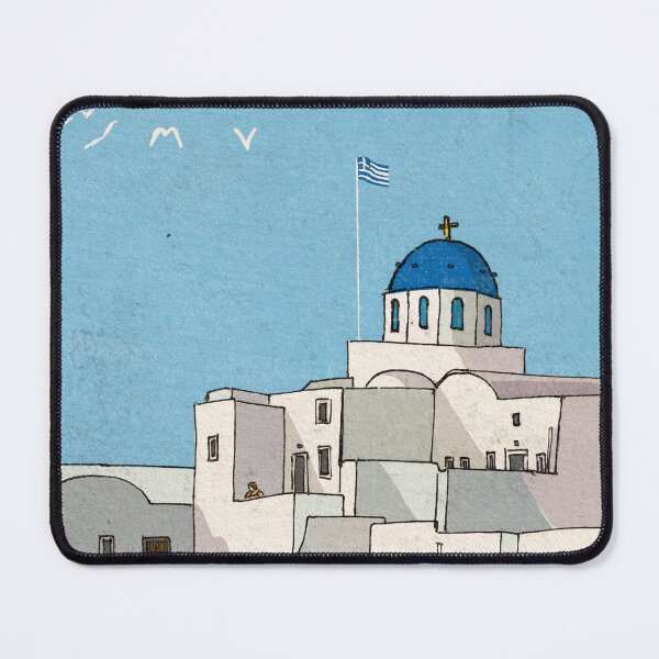 Item preview, Oia Santorini Greece Whimsical Illustration designed and sold by Wall-Art-Sketch.