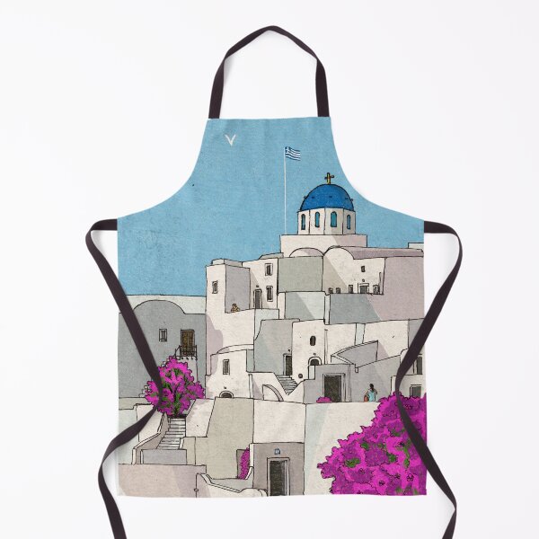 Item preview, Oia Santorini Greece Whimsical Illustration designed and sold by Wall-Art-Sketch.