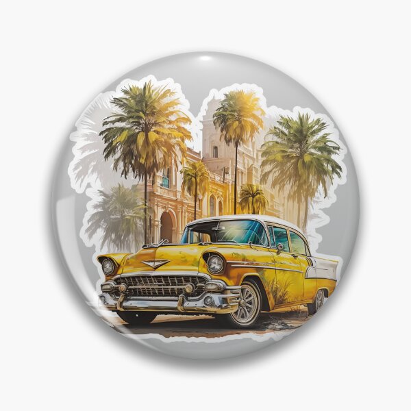 Artikelvorschau, Kubanischer gelber Oldtimer entworfen und verkauft von BayPalmsDesigns.