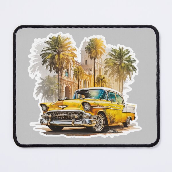 Artikelvorschau, Kubanischer gelber Oldtimer entworfen und verkauft von BayPalmsDesigns.