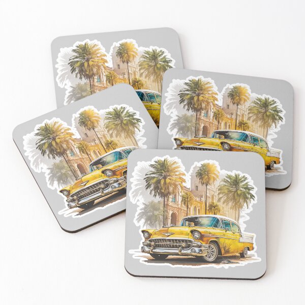 Aperçu de l'œuvre Oldtimer jaune cubain créée et vendue par BayPalmsDesigns.
