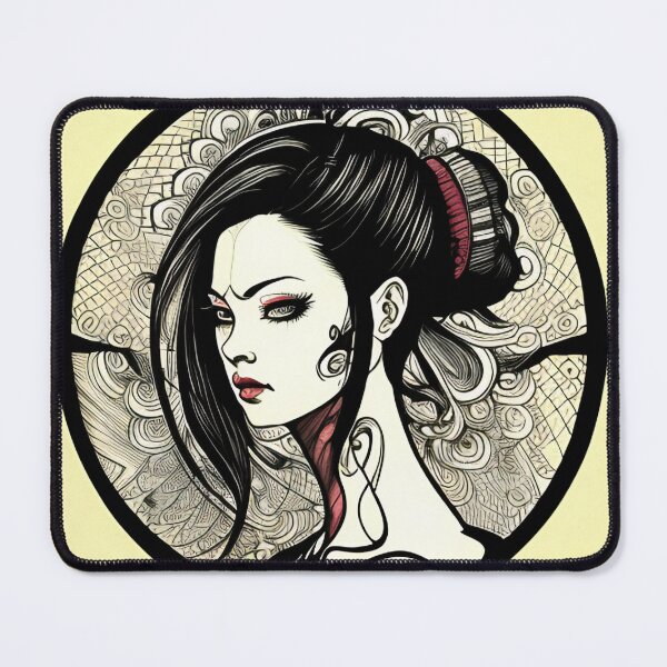 Item preview, Profile Portrait of Woman in Circle (Traditional Japanese / Anime Style / Gothic) designed and sold by Ellen Davis.