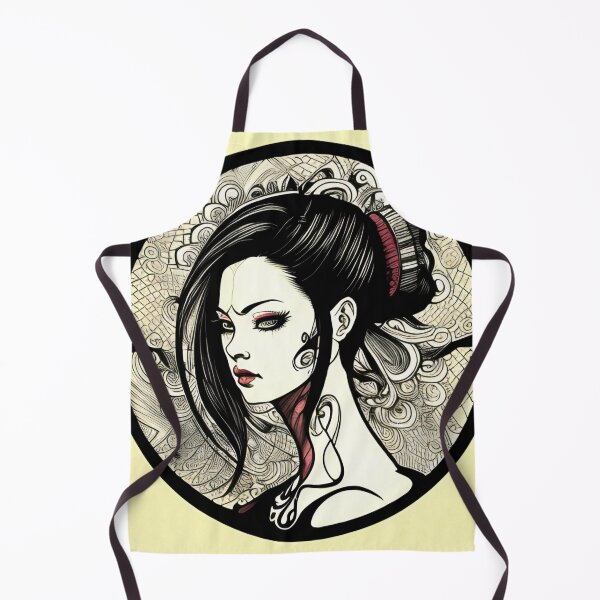 Item preview, Profile Portrait of Woman in Circle (Traditional Japanese / Anime Style / Gothic) designed and sold by Ellen Davis.