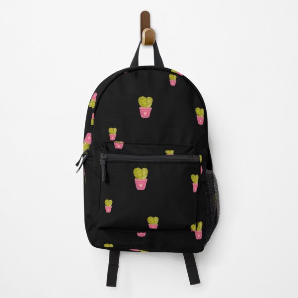 Item preview, Cactus valentine pink pot pattern cute watercolor black designed and sold by Yana Mustafina | Boho Soulful Designs.