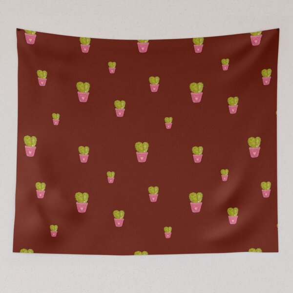 Item preview, Cactus valentine pink pot pattern cute watercolor red designed and sold by Yana Mustafina | Boho Soulful Designs.