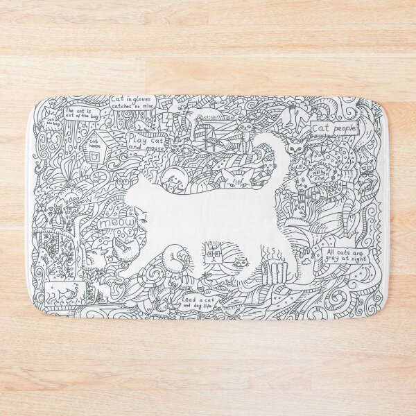 Item preview, Doodle art drawing of cat theme. Black line art designed and sold by evk-art.