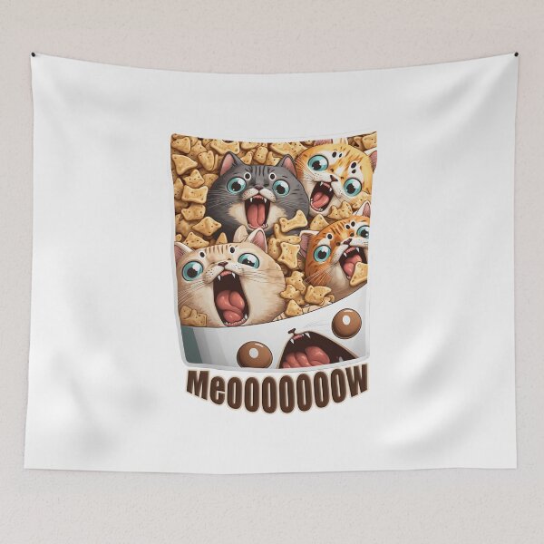 Item preview, Feline Fervor: The 'Meowing Cats with Big Appetites' designed and sold by DArtfulStudio.