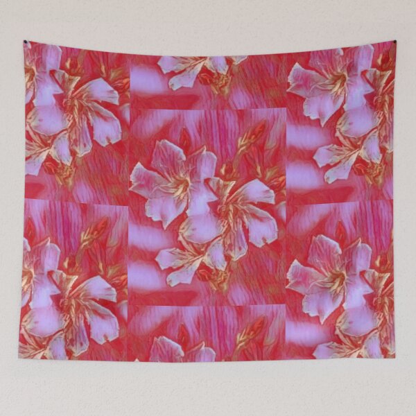 Item preview, Golden Fuschia Oleander Flowers on Red designed and sold by IvaRenee.