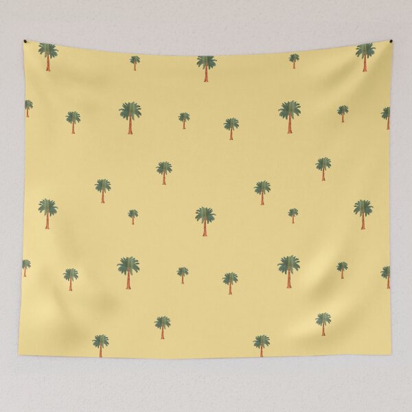 Item preview, Palm symbol seamless cute pattern a watercolor yellow designed and sold by Yana Mustafina | Boho Soulful Designs.