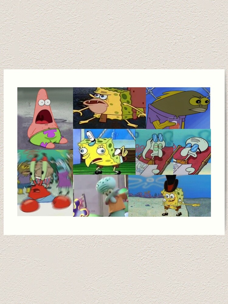 Spongebob Meme Collage Art Print By Ashludgate Redbubble