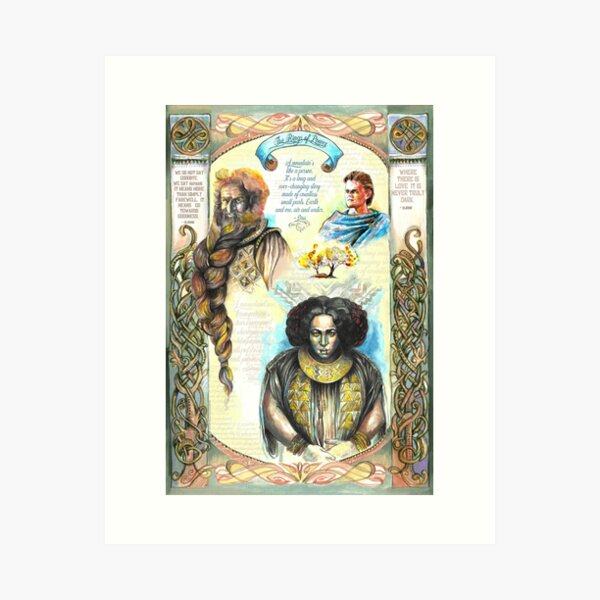 The Rings of Power - Prince Durin IV - Princess Disa - Elrond Art Print