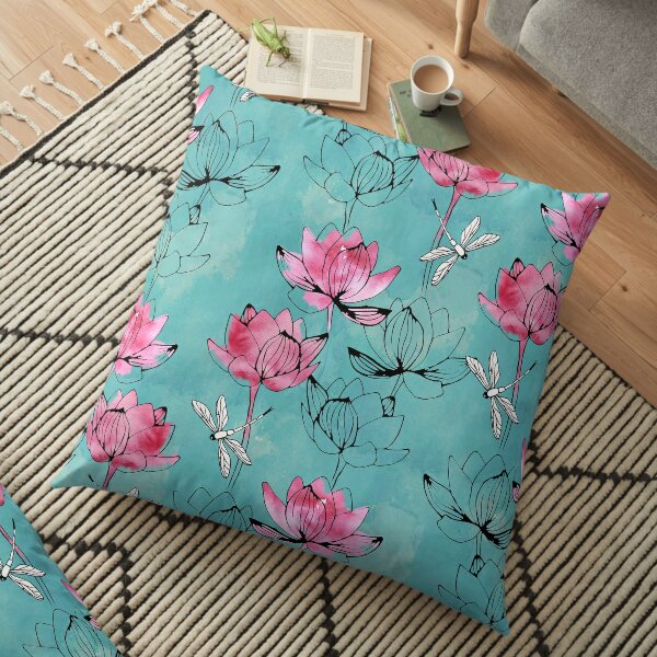 Waterlily dragonfly Floor Pillow