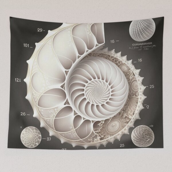 Item preview, White Pearl Fibonacci Golden Ratio Style   designed and sold by RAGANADesign.
