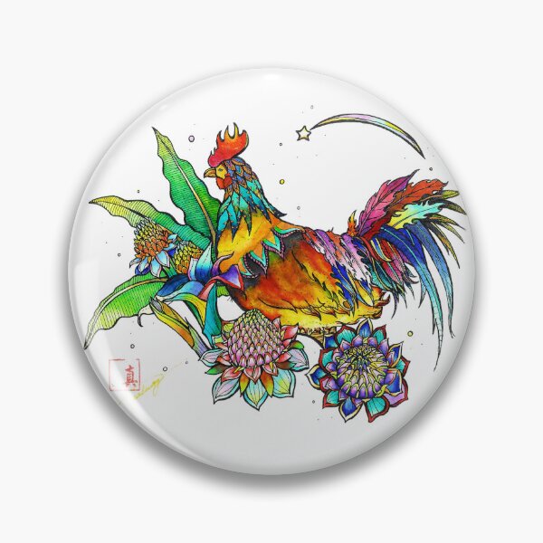 Item preview, Aloha - Torch Ginger and Wild Rooster (Hand-drawn Design) designed and sold by lilireal  studio.