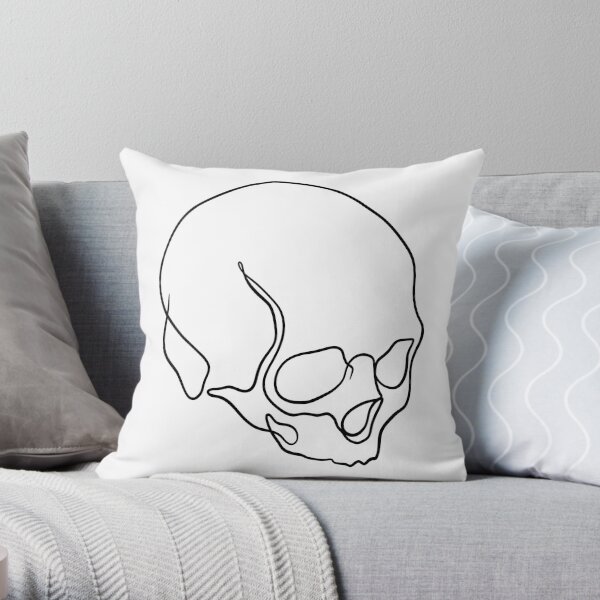 Skull Line Art no3 Throw Pillow