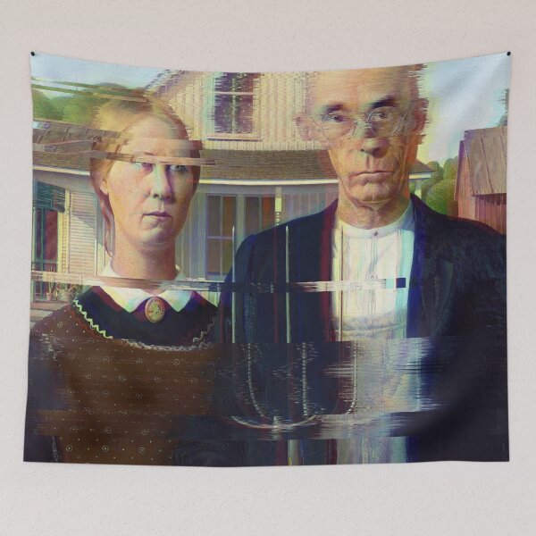 Item preview, American Gothic Glitch Art designed and sold by EcoArtLab.