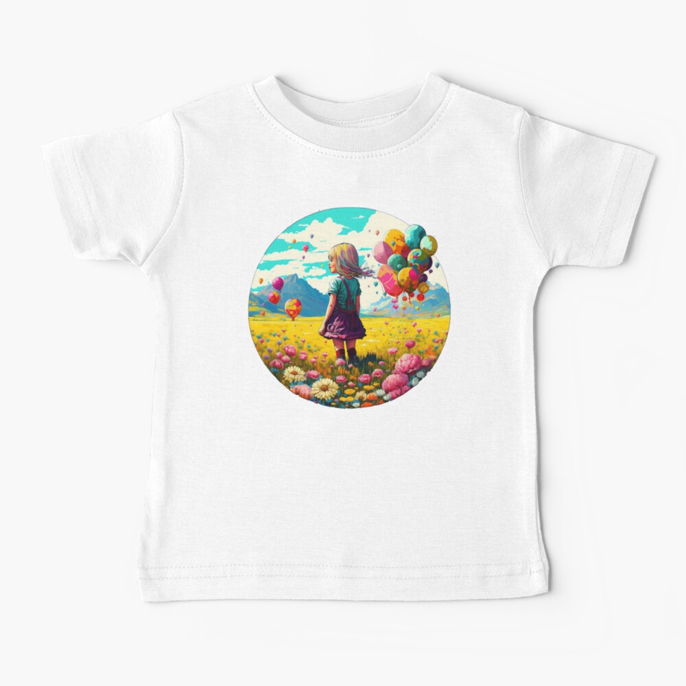 Young girl with ballons Baby T-Shirt