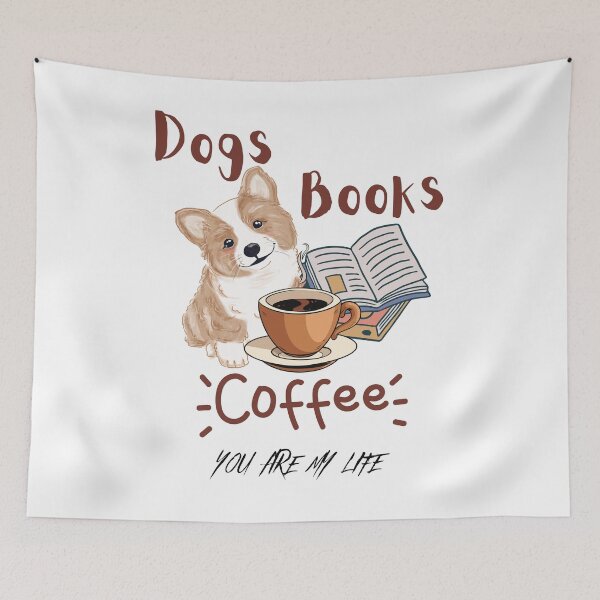 Item preview, Dogs, Books and Coffee Dog Reader Coffee Quote designed and sold by ColourTrials.