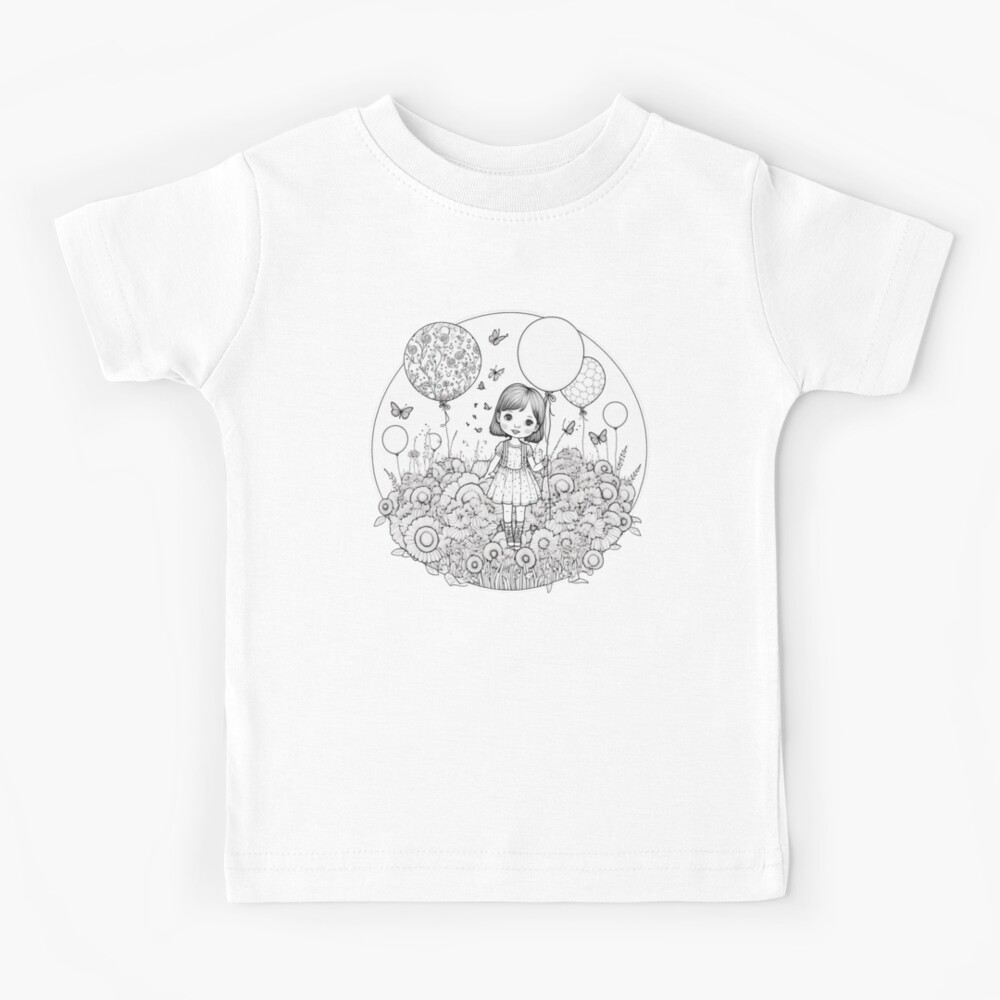 Comics style girl with ballons Kids T-Shirt