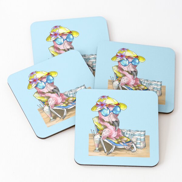 Item preview, beach bum flamingo cartoon designed and sold by CuisineCat.