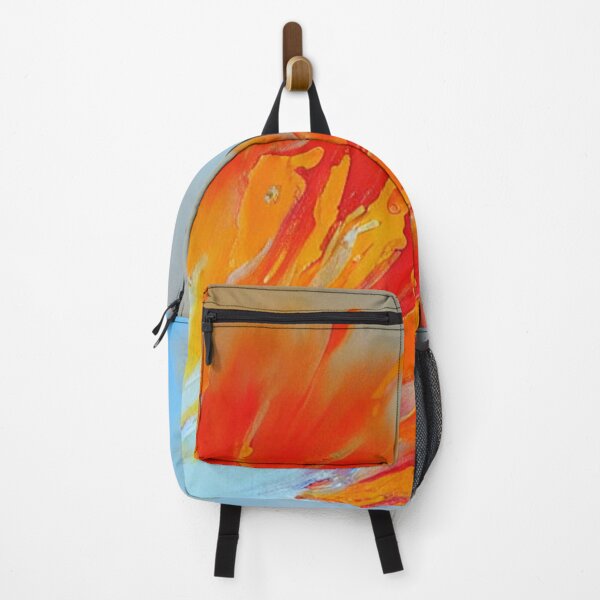 Item preview, Splash of red and orange on blue/grey background designed and sold by Athena Milonas.