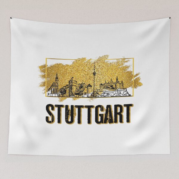 Item preview, Stuttgart Germany city skyline home gold designed and sold by BullDesignsShop.