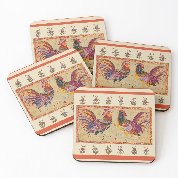 Item preview, COCKFIGHT Antique Mughal Miniature with Floral Motifs designed and sold by BulganLumini.