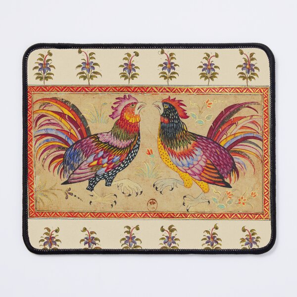 Item preview, COCKFIGHT Antique Mughal Miniature with Floral Motifs designed and sold by BulganLumini.
