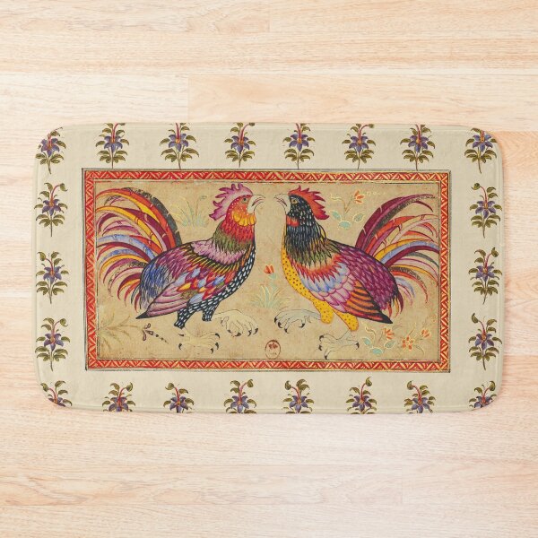 Item preview, COCKFIGHT Antique Mughal Miniature with Floral Motifs designed and sold by BulganLumini.