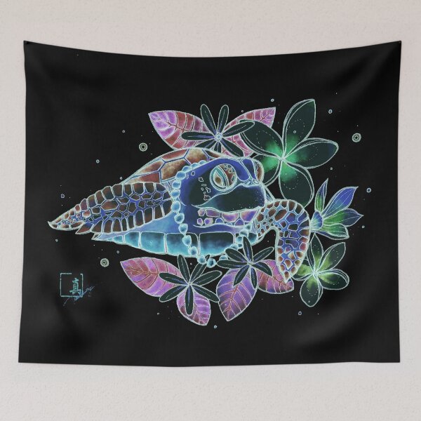 Item preview, Neon Aloha - Kukui nut lei x Honu / Black background Recommend  designed and sold by lilireal  studio.