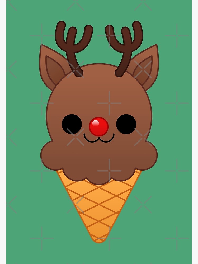 Tarjetas De Felicitacion Kawaii Helado De Renos De Navidad De Kittybox Redbubble