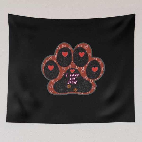 Item preview, Dog Paw Print - I Love my Dog -Red shade designed and sold by ShreecreatE.