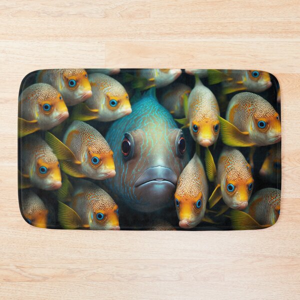 Item preview, School of Colorful Tropical Fish in Yellow and Blue designed and sold by FunWearVM.