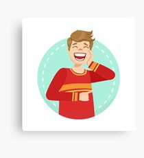 Embarrassed Round Character Emoji Canvas Print