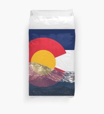 Pikes Peak Colorado Flag Duvet Cover