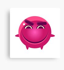 Mischievous Round Character Emoji Canvas Print