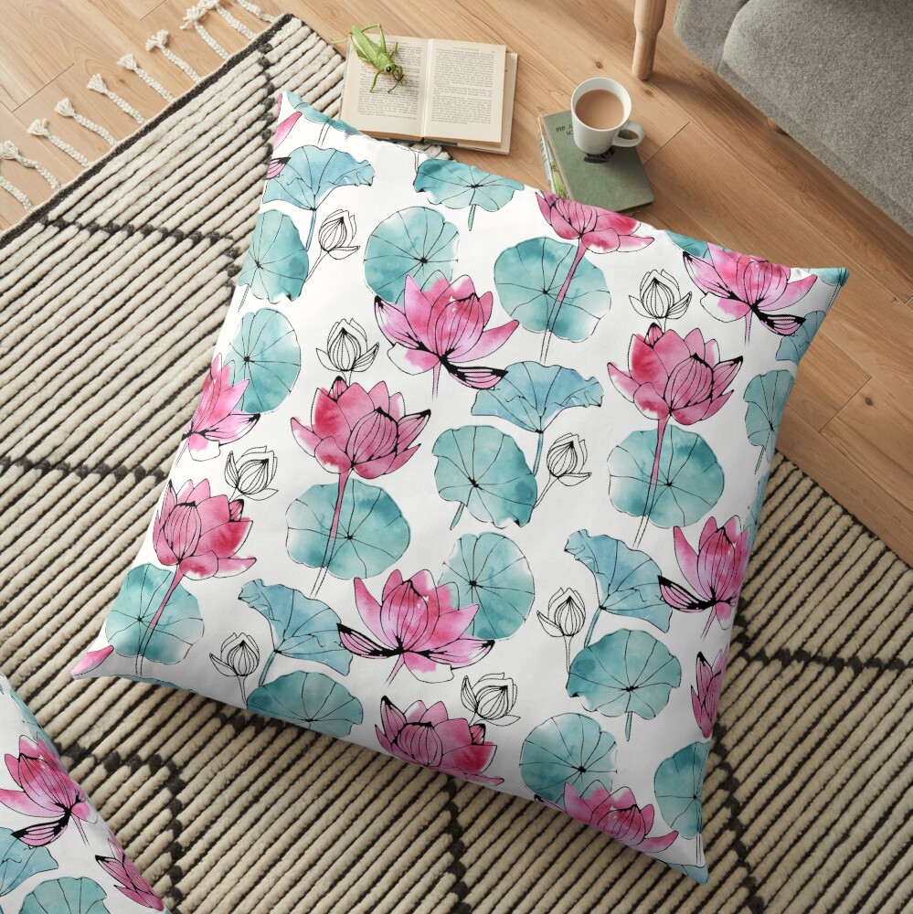 Waterlily buds Floor Pillow