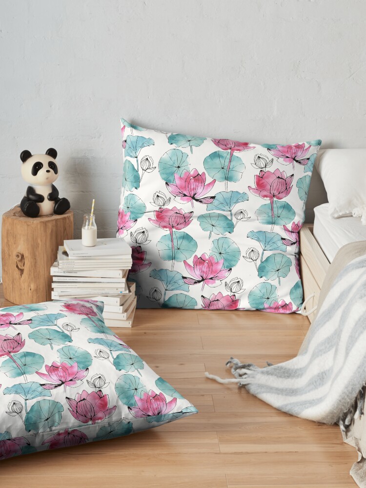 Alternate view of Waterlily buds Floor Pillow
