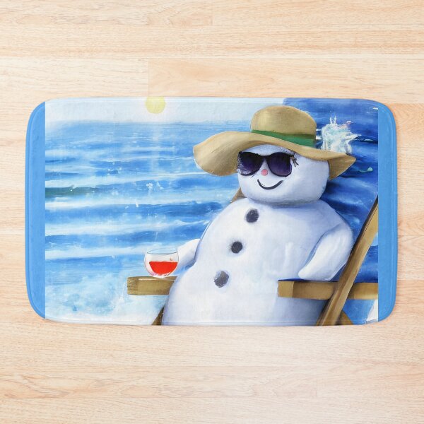 Item preview, Snowman Chilling on the Beach with a Cocktail designed and sold by DreamyEscapism.