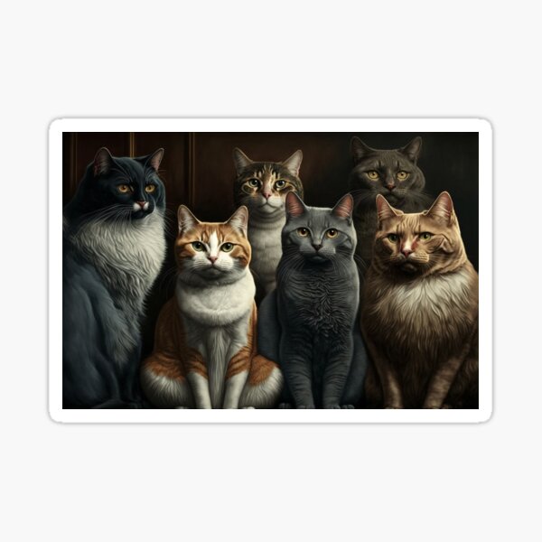Funny cat family, group photo, cute kittens with parents, cat lovers  Poster for Sale by AnimalArtPhotos