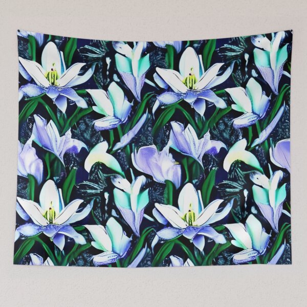 Item preview, Blue lily flower pattern designed and sold by gramizzia.