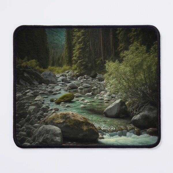 Item preview, Flowing, Mountain River Flowing Thru Forest and Foliage designed and sold by UbeeU-Pixels.