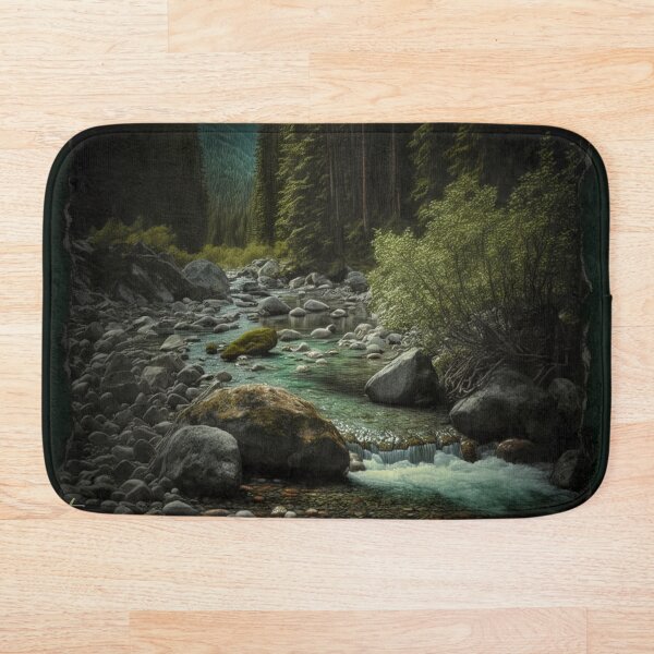 Item preview, Flowing, Mountain River Flowing Thru Forest and Foliage designed and sold by UbeeU-Pixels.