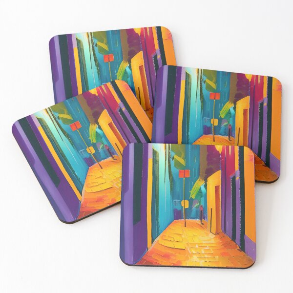Item preview, Colourful Narrow Street at Night designed and sold by Arkneer.