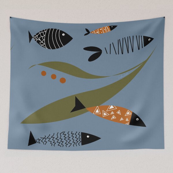 Item preview, Retro 50’s ocean scene for wild open water swimmers, deep sea divers.  Caroline Laursen Original designed and sold by Caroline Laursen.