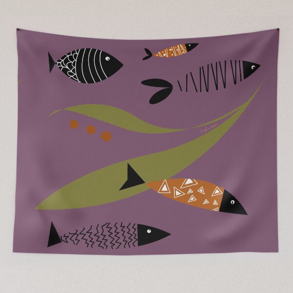 Item preview, Retro 50’s ocean scene for wild open water swimmers, deep sea divers.  Caroline Laursen Original designed and sold by Caroline Laursen.